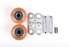 8 Подвилочные колёса 80х70 в сборе для тележки EPT (Double PU Loading Wheel ASY. 30101025)